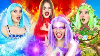 Four Elements vs Evil! Fire, Water, Earth and Air Girls | Avatar in Real Life