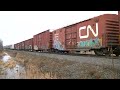 csx q620 with run through cn power at norfolk new york. march 16th 2012 hidef