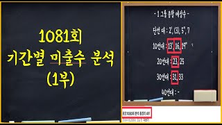 로또 1081회 주요 2수 챙겨 가세요 (기간별 미출수 분석 1부)