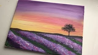 Lavender Field | Acrylic Landscape Painting for Beginners Step by Step | Acrylic Beginner Easy