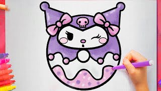 How to Draw Kuromi Donut Easy step by step Sanrio - Hello Kitty