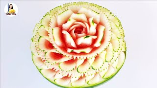 Watermelon carving | fruit carving | แกะสลักแตงโม