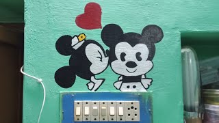 64. Cute Couple Mickey mouse switchboard art | DIY wall painting