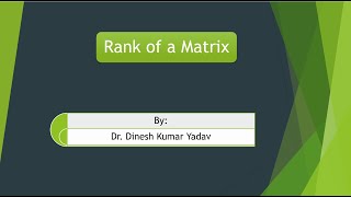 Rank Of a Matrix | How to find Rank of a Matrix | MATRICES | Linear Algebra