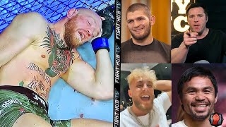CONOR MCGREGOR KNOCKED OUT! PRO FIGHTERS & EXPERTS REACT TO DUSTIN PORIER UPSET KO OF MCGREGOR!