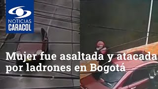 Mujer fue asaltada y atacada brutalmente por ladrones en Bogotá que transitan en un carro rojo
