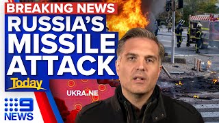 Missiles rain down on Ukraine in Russia's 'retaliation' | 9 News Australia