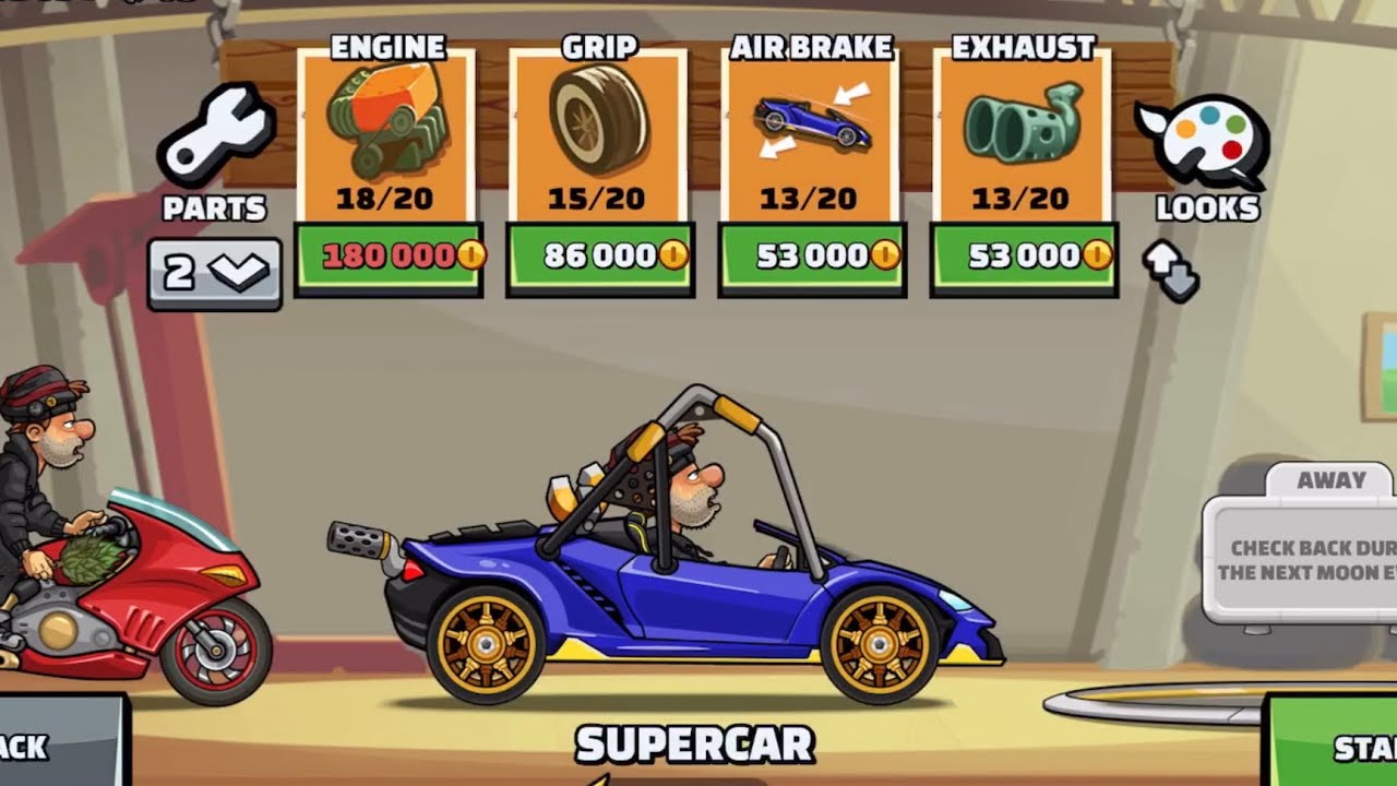 HILL CLIMB RACING 2 - SUPERCAR With Full Equipment GamePlay - YouTube