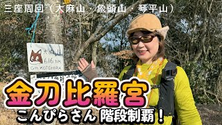 【登山】病み上がりですが、さぬき金刀比羅宮（こんぴらさん）から３座縦走しました！階段1368段がキツイ（大麻山→ 象頭山 → 琴平山）