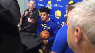 t w i t c h live: Quinn Cook interview from Warriors (1-0) practice, day before Game 2 vs Portland