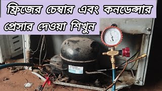 WALTON Refrigerator Leak Check || ফ্রিজের চেম্বার এবং কন্ডেন্সার প্রেসার দেওয়া শিখুন