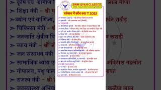 वर्तमान में कौन क्या 2025 || राजस्थान सरकार के कैबिनेट मंत्री| #swmgyanclasses #बीजेपी #rajasthanbjp