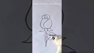 Easy Rose Flower Drawing #rose #flowers #art #easy#shortsdrawing #ytshorts  #zadiadrawingacademy