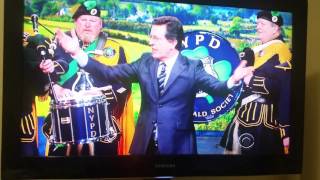 NYPD Pipes and Drums on Steven Colbert Show