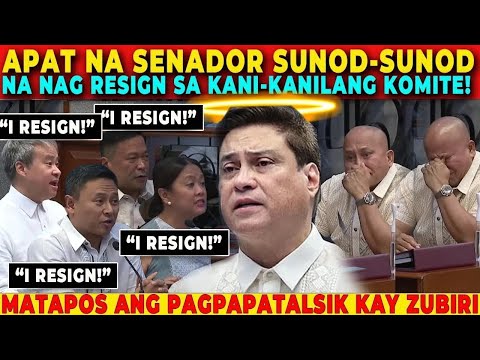 APAT na SENADOR NAG RESIGN bilang CHAIRMAN sa kani-kanilang KOMITE matapos PATALSIKIN si ZUBIRI !