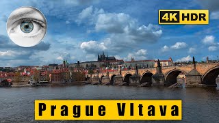 Prague Czech Republic walk 🇨🇿 Alšovo \u0026 Smetana Embankments of Vltava River - 4k 60fps HDR ASMR