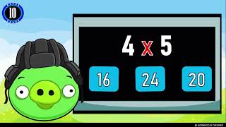 Tabla de multiplicar del 4- Angry Birds I 😵 Angry Birds Multiplication Challenge | Multiplication