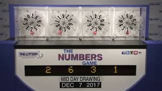 Midday Numbers Game Drawing: Thursday, December 7, 2017