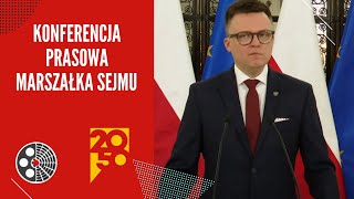 Konferencja prasowa marszałka Sejmu Szymona Hołowni