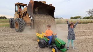 Playing in the dirt with tractors | Kids tractors digging dirt compilation | Tractors for kids