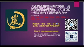 大盘横盘整理后再次突破，是真突破还是假突破，CPI\u0026FOMC一周复盘和下周展望和点位  12/9/2023/ES，/NQ，SPY，QQQ，TSLA, APPL，NVDA，U, PLTR, etc.