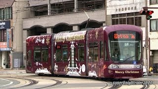 広島電鉄 1000形(1002号) PICCOLA クリスマスバージョンラッピング♪ 土橋→十日市町 2013.12