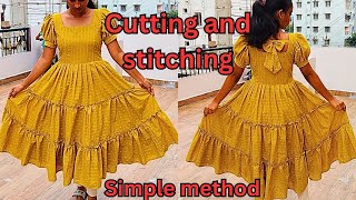 three tier dress cutting and stitching. simple ga #trending #dress #cutting #stitching #design #diy