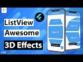 Flutter Tutorial - Awesome 3D ListView Scrolling | ListWheelScrollView | 3D Rotating Card List