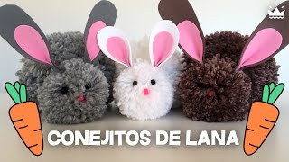 Cómo hacer peluches: Conejitos con pompones de lana / Bunnies made with wool pompoms