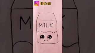 How to draw a cute milk/step by step/ draw cute things #shorts
