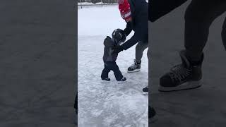 Tessa Bonhomme’s 2-year-old son Theo is learning to skate on Balance Blades hockey skates!