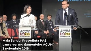 Discursul Maiei Sandu la evenimentul de lansare a angajamentelor ACUM