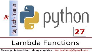 Python Tutorial - Part 27 - Lambda Functions | Python for Beginners | Learn Python