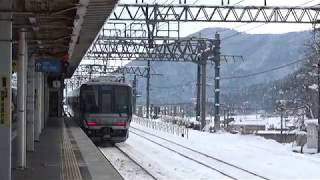 近江塩津駅からなかなか発車できない新快速 湖西線経由 姫路行 (2018.1.13)