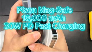 #Pisen Mag-safe Portable Power Bank - 10000mAh Wireless Foldable Charger, 30W PD Charging