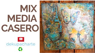 mix media casero +decoupage, relieve, patinas, gesso,accesorios vintage