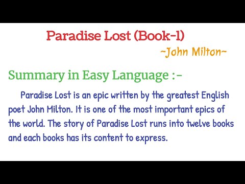 Paradise Lost Book 1 Summary By John Milton | Paradise Lost Book 1 ...