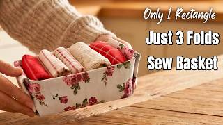 Just 3 Folds! ✨ DIY 1-Rectangle Square Basket | No Pattern Needed