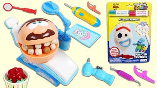 Mr. Play Doh Head Dentist Toy Hospital Visit & Kids Learning with Toy Story Imagine Ink Coloring!