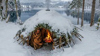 3 Days SURVIVAL in -13°C SNOWSTORM; No Tent, No Sleeping Bag. Extreme WINTER Bushcraft Camping