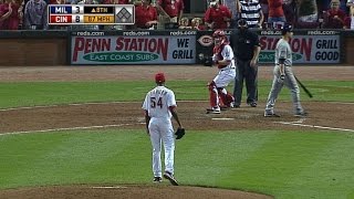 MIL@CIN: Chapman's first strikeout in Majors