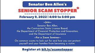 Senator Allen's Senior Scam Stopper Webinar