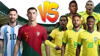 MESSI RONALDO 🆚 BRAZIL LEGENDS (Neymar,Ronaldinho,Ronaldo Nazario,Pele,Vinicius Jr) Long vs🔥