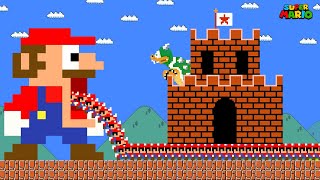 Mario Big Mouth and 9999 Tiny Mario March Madness vs Bowser Castle