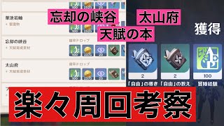 【げんしん】天賦秘境2ヶ所　意外な所をついた考え方　忘却の峡谷　太山府　周回　（原神　genshin）