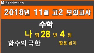 2018년 11월 고2 모의고사 수학 나형 28번 4점 함수의 극한 활용 넓이 71번