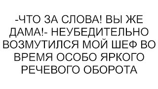 -Что за слова! Вы же дама!- неубедительно возмутился мой шеф во время особо яркого речевого оборота