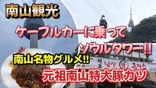 【南山観光】ケーブルカーに乗ってソウルタワーで絶景を楽しんで名物の南山とんかつを食べてきました!!孤独なおじさんの韓国旅行