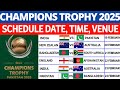 ICC Champions Trophy 2025 Schedule, All Teams, Venues, Host Nations | Champions Trophy 2025 Schedule