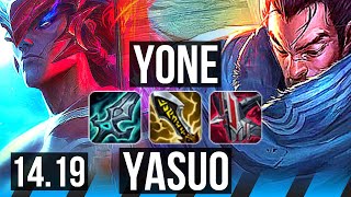 YONE vs YASUO (MID) | 60k DMG, 6 solo kills, 4k comeback, Godlike | EUW Master | 14.19